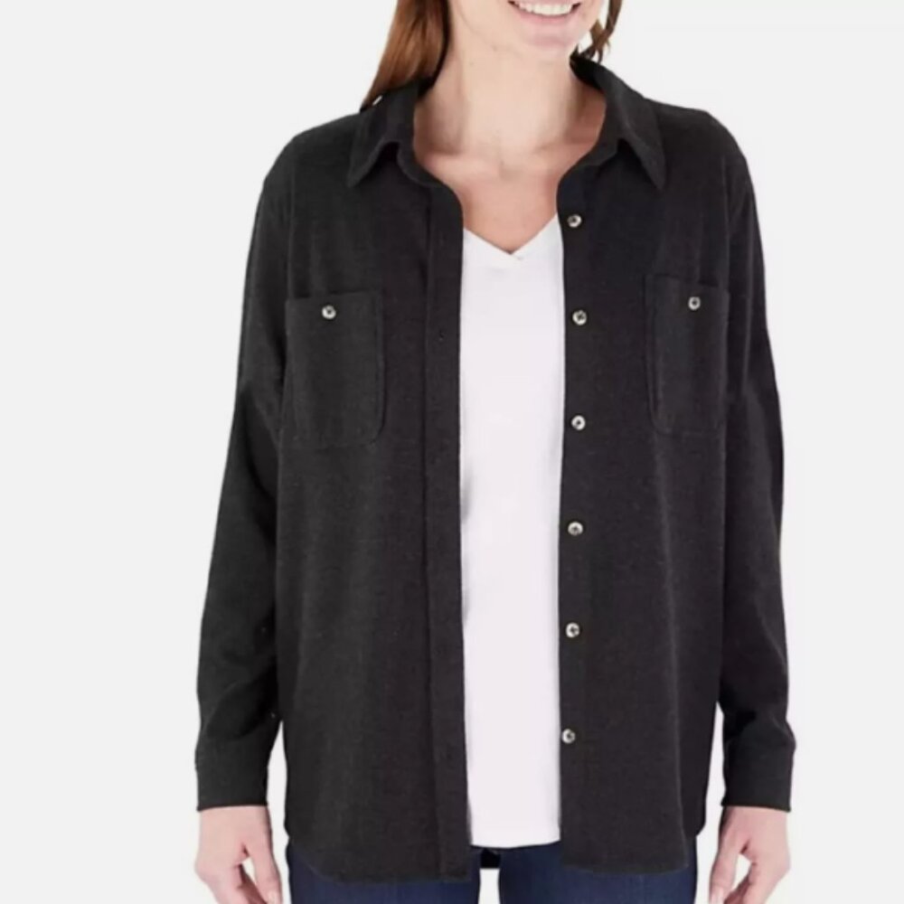 Member's Mark Women's Cozy Button Cozy Button Down - Black Heather - Size XS